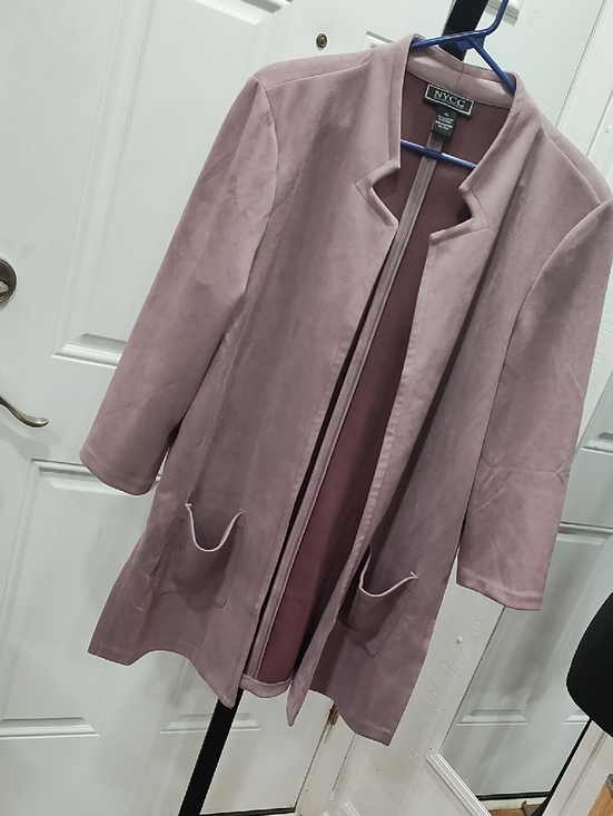 New York & Company Jackets & Blazers - New York & Company Dusty Mauve Open-Front Suede-Look Trench Coat